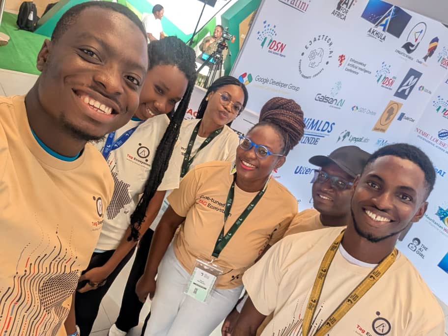 TAG Ecosystem community members in branded merch at Deep Learning Indaba Nigeria 2026