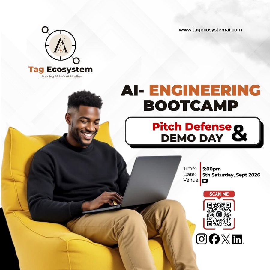 TAG AI Engineering Bootcamp pitch defence and Demo Day flyer