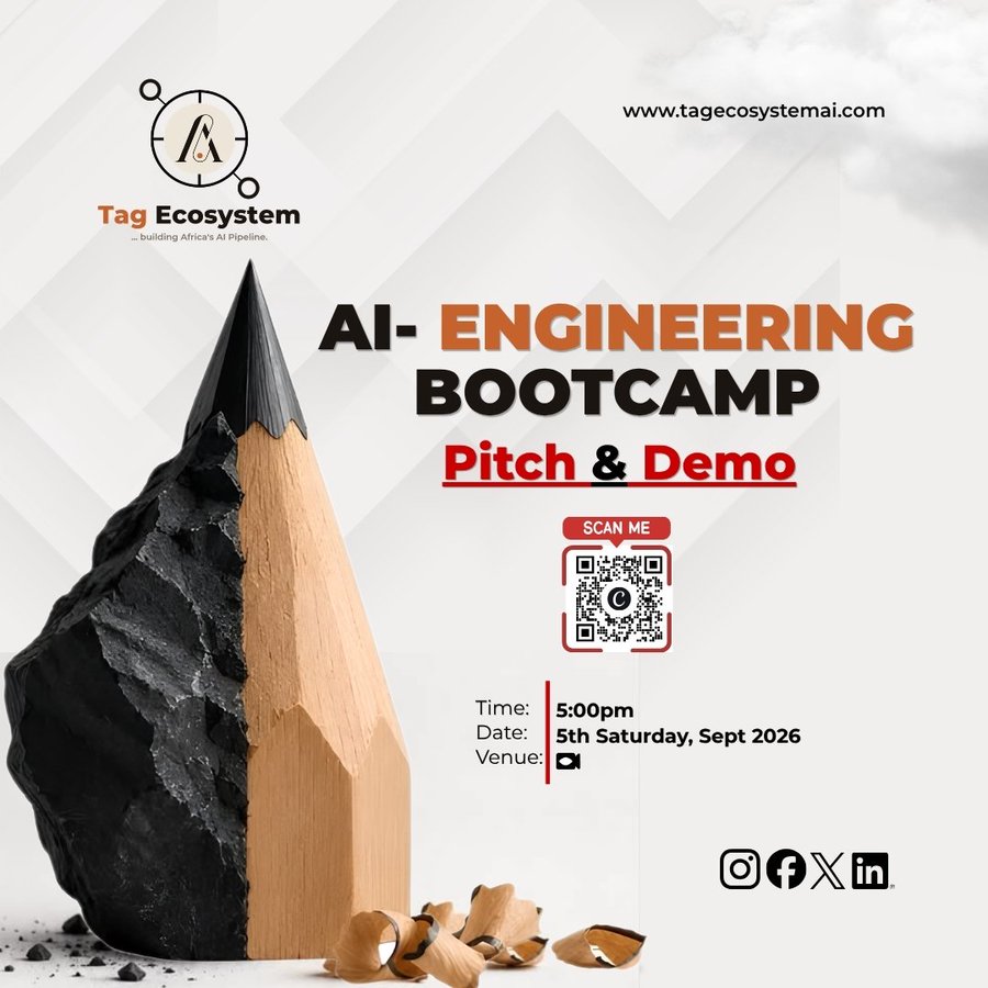 TAG AI Engineering Bootcamp first pitch and demo event flyer